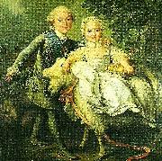 Francois-Hubert Drouais charles de france and his sister marie- adelaide Spain oil painting artist